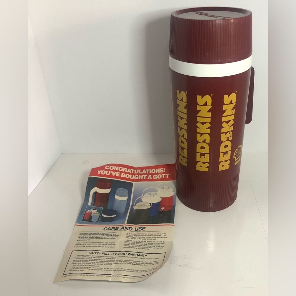 VTG Washington Redskins Gott Thermos Cap & Cup. Some Putter Wear. Never Used In